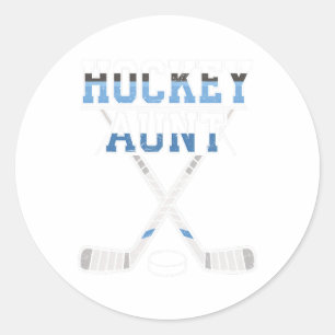 Pegatina Redonda Tía de hockey sobre hielo orgullosa tía de jugador