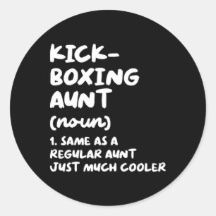 Pegatina Redonda Tía de kickboxing Definición Divertido Deporte Art
