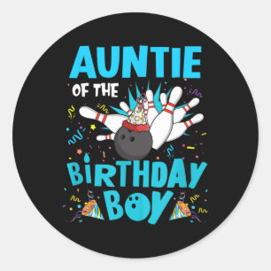 Pegatina Redonda Tía De La Familia De Bolos De Cumpleaños M