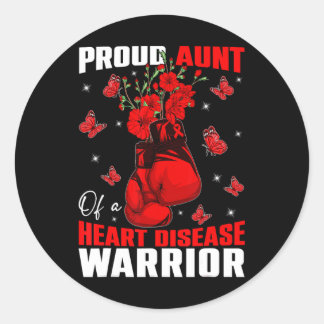 Pegatina Redonda Tía De Un Guerrero Del Corazón Concienciación Bo