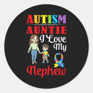 Pegatina Redonda Tía del autismo amo a mi sobrino concienciación ap