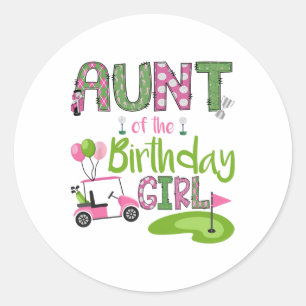 Pegatina Redonda Tía Del Ave Chica De Cumpleaños En Un Amante Del G