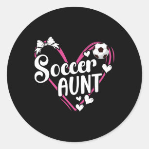 Pegatina Redonda Tía del fútbol Corazón Tía de un jugador de fútbol