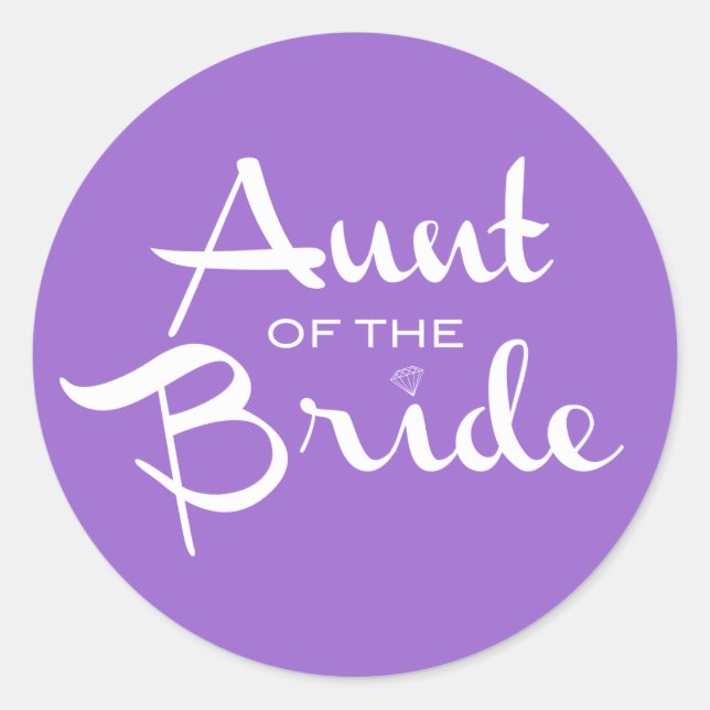 Pegatina Redonda Tía del guión de retro de novia (Anverso)