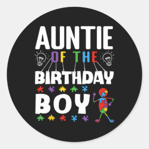 Pegatina Redonda Tía Del Rompecabezas Del Autismo De Nacimiento