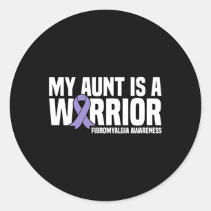 Pegatina Redonda Tía Es Una Conciencia De La Fibromialgia Guerrera