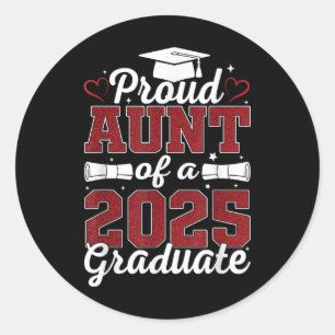 Pegatina Redonda Tía Orgullosa De Un Graduado 2025 Cl De Graduación