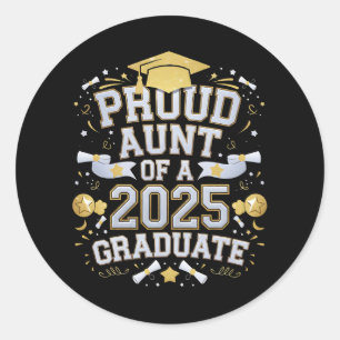Pegatina Redonda Tía Orgullosa De Un Graduado 2025 Graduación Famil