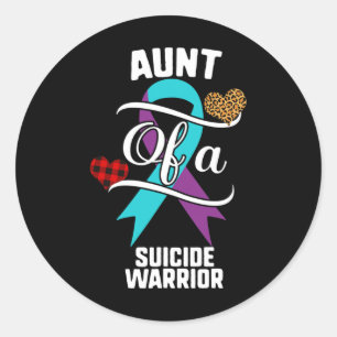 Pegatina Redonda Tía Suicidio Conciencia Leopard Buffalo Plaid Fami