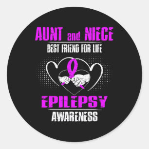 Pegatina Redonda Tía Y Niece Mejor Amigo De La Epilepsia De Vida Aw
