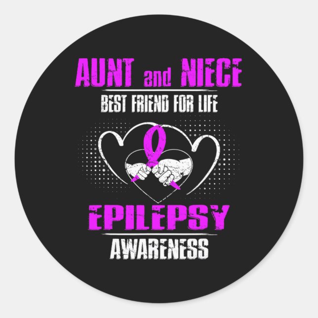Pegatina Redonda Tía Y Niece Mejor Amigo De La Epilepsia De Vida Aw (Anverso)