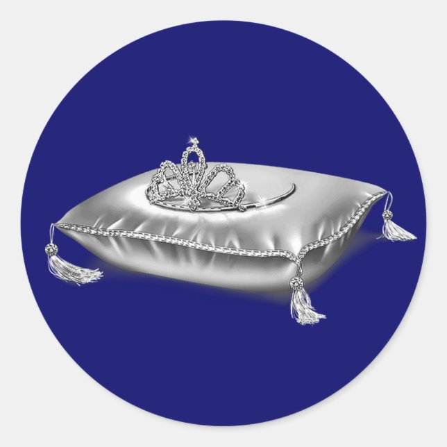 Pegatina Redonda Tiara de Princesa de Plata (Anverso)