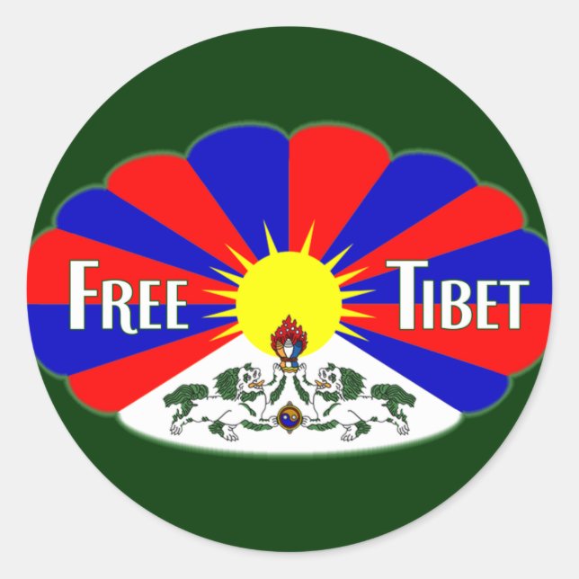 Pegatina Redonda Tíbet Libre (Anverso)