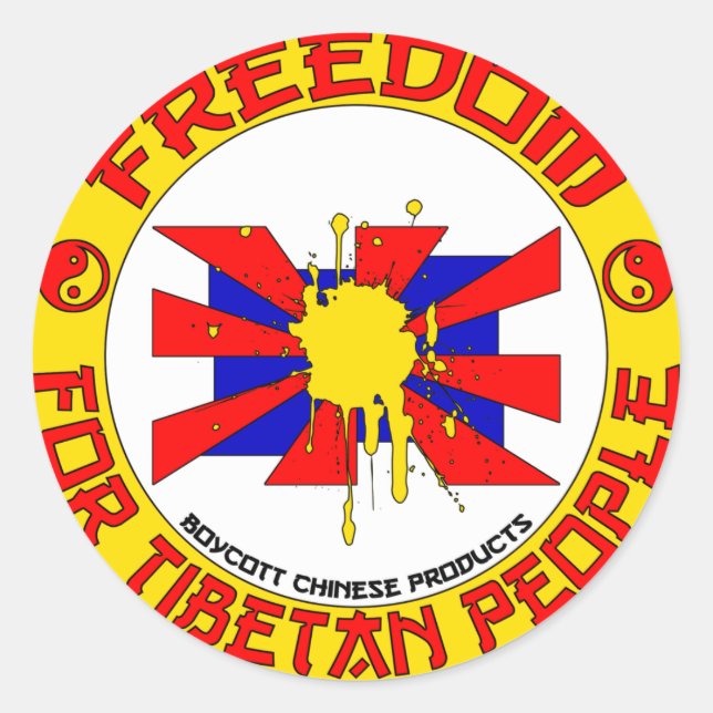 Pegatina Redonda Tíbet libre (Anverso)