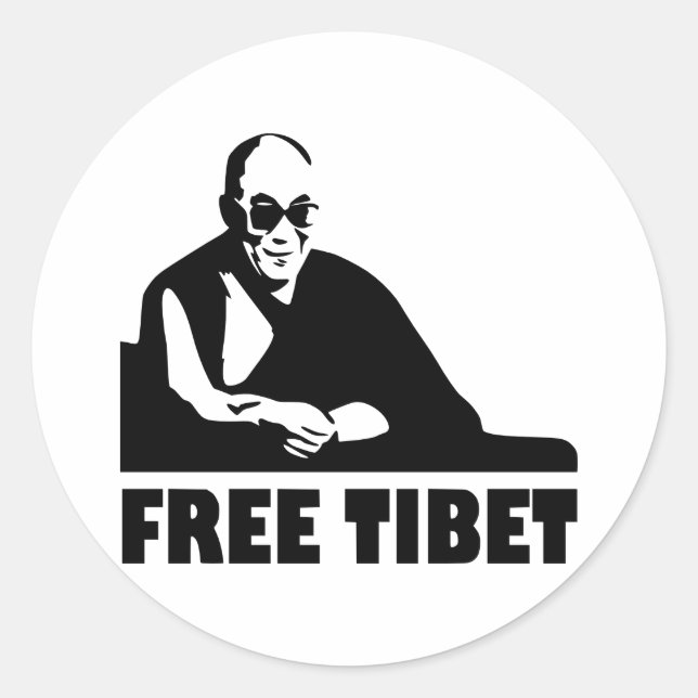 Pegatina Redonda Tíbet Libre (Anverso)