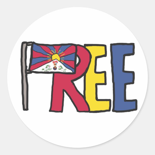 Pegatina Redonda Tíbet Libre (Anverso)