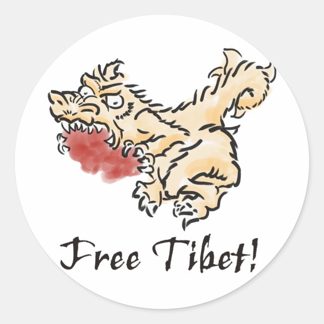 Pegatina Redonda ¡Tíbet libre! (Anverso)