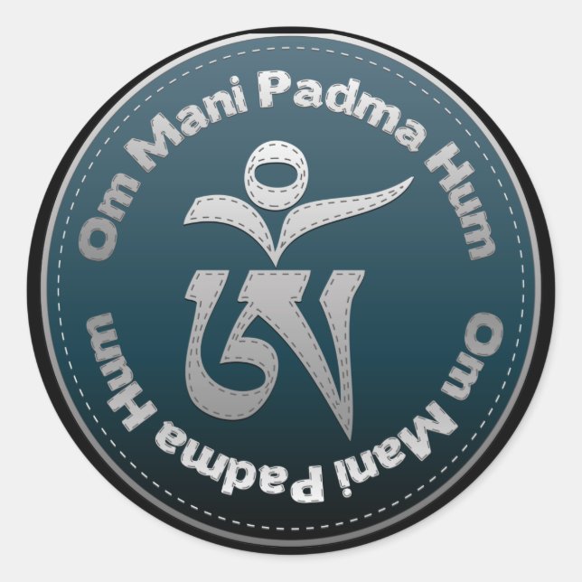 Pegatina Redonda Tibetano Om Stitch (Anverso)