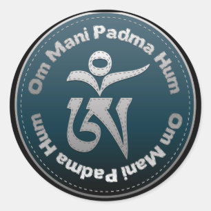 Pegatina Redonda Tibetano Om Stitch