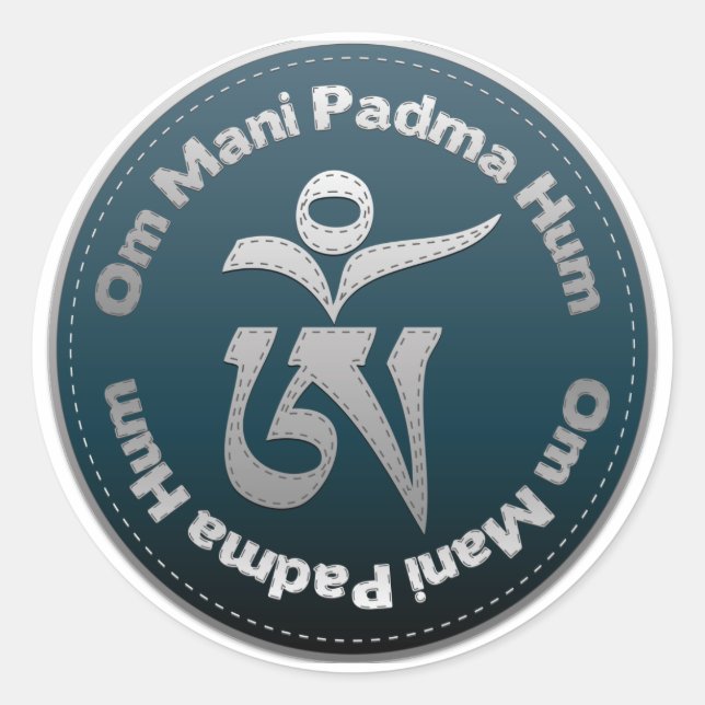 Pegatina Redonda Tibetano Om Stitch (Anverso)