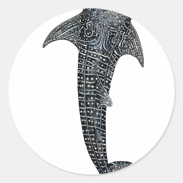 Pegatina Redonda Tiburón ballena (Anverso)