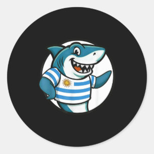 Pegatina Redonda Tiburón de bandera de Uruguay divertido uruguayo