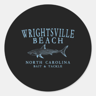 Pegatina Redonda Tiburón de Wrightsville Beach Carolina del Norte p