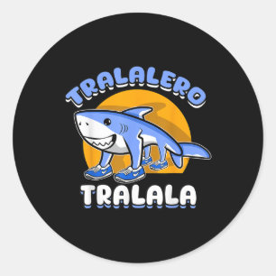 Pegatina Redonda Tiburón Divertido Tralalero Tralala Moderno Cerebr
