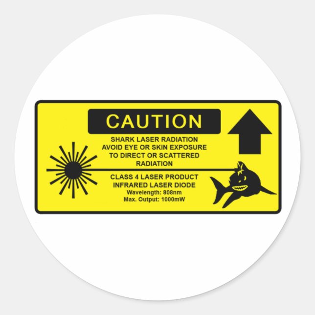 Pegatina Redonda Tiburón láser de clase 4 (Anverso)
