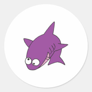 Pegatina Redonda tiburón morado tonto