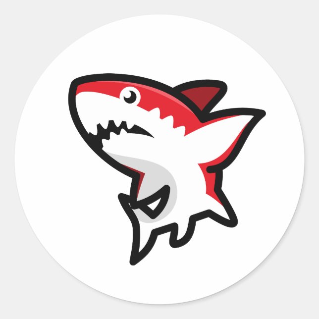 Pegatina Redonda Tiburón rojo (Anverso)