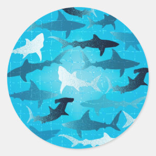 Pegatina Redonda ¡tiburones!