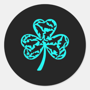 Pegatina Redonda Tiburones St Patricks Day Niños St Pats Sharks