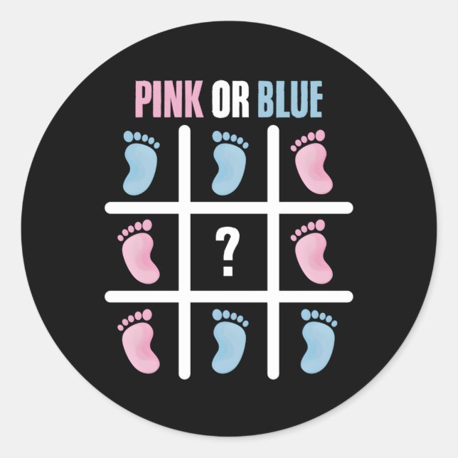 Pegatina Redonda Tic Tac Toe Crosses K Blue Tic Tac Tac Toe Resve d (Anverso)