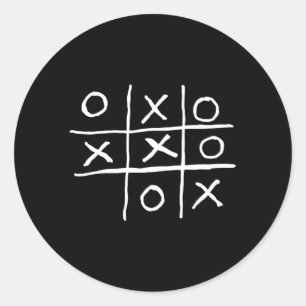 Pegatina Redonda Tic Tac Toe Noughts And Crosses