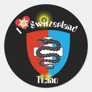 Pegatina Redonda Ticino Schweiz Suisse Svizzera Svizra Aufkleber