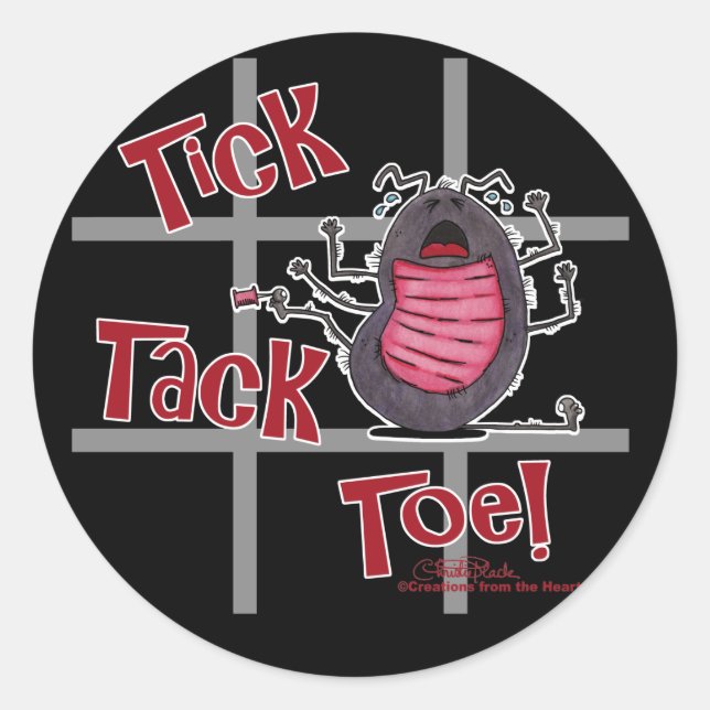 Pegatina Redonda ¡Tick Tack Toe! (Anverso)