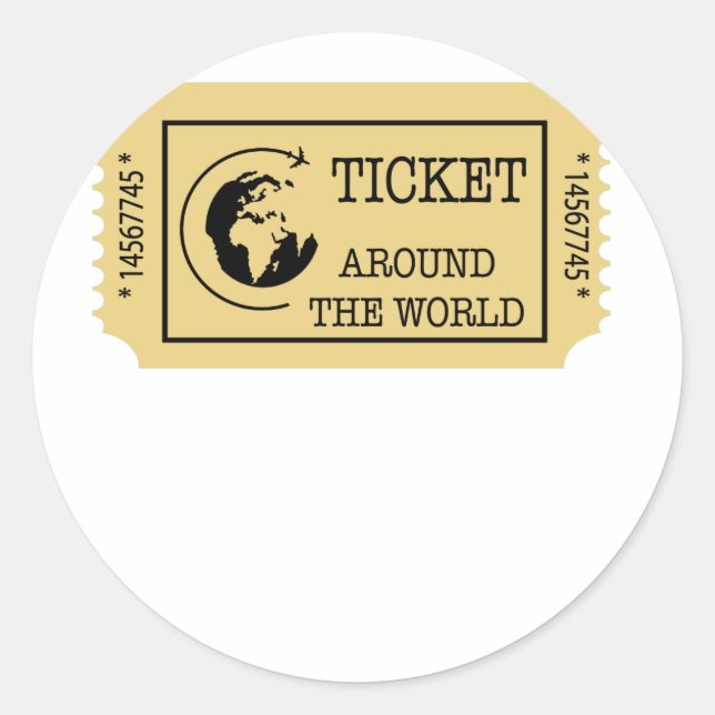 Pegatina Redonda TICKET alrededor del mundo (Anverso)