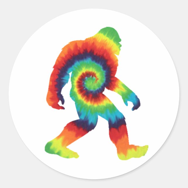 Pegatina Redonda Tie Dye Bigfoot (Anverso)