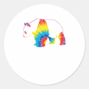 Pegatina Redonda Tie Dye Giant Panda Rainbow Print Animal Hip