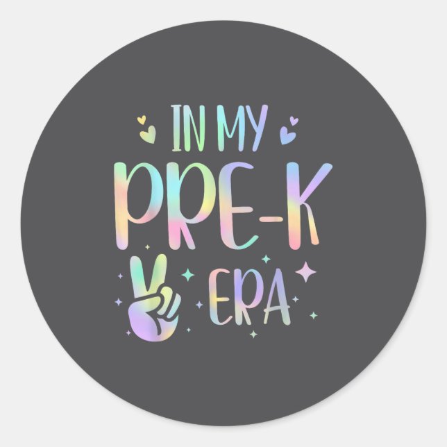 Pegatina Redonda Tie Dye In My Pre-k Era  (Anverso)