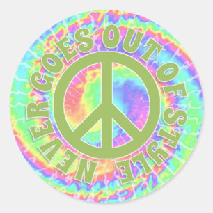 Pegatina Redonda Tie dye Paz nunca pasa de moda en