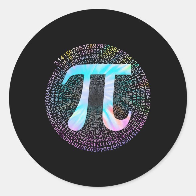 Pegatina Redonda Tie Dye Pi Happy Pi Day (Anverso)