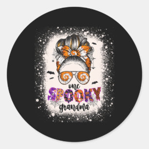 Pegatina Redonda Tie Dye Spooky Grandma Halloween Monster Messy Bun