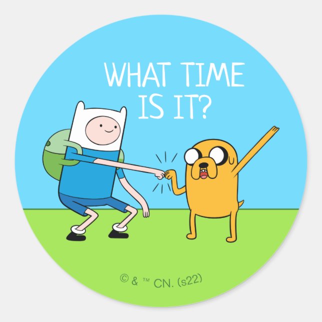 Pegatina Redonda Tiempo de aventura | Finn & Jake Fist Bump (Anverso)