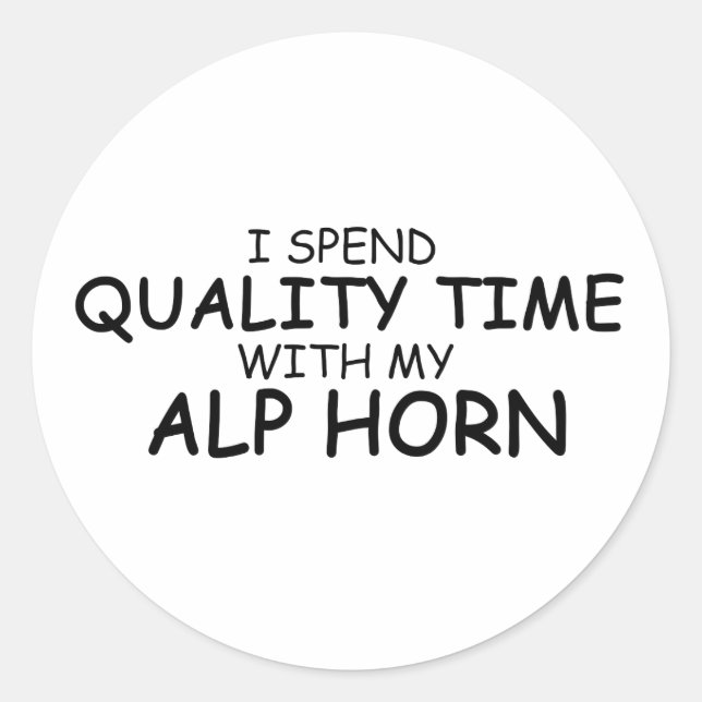 Pegatina Redonda Tiempo de calidad Alp Horn (Anverso)