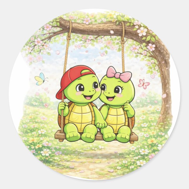 Pegatina Redonda Tiempo de swing (Anverso)