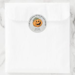 Pegatina Redonda Tiempo de tallado para su halloween de referencia