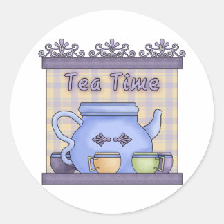 Pegatina Redonda Tiempo de té