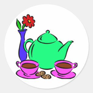 Pegatina Redonda Tiempo de té